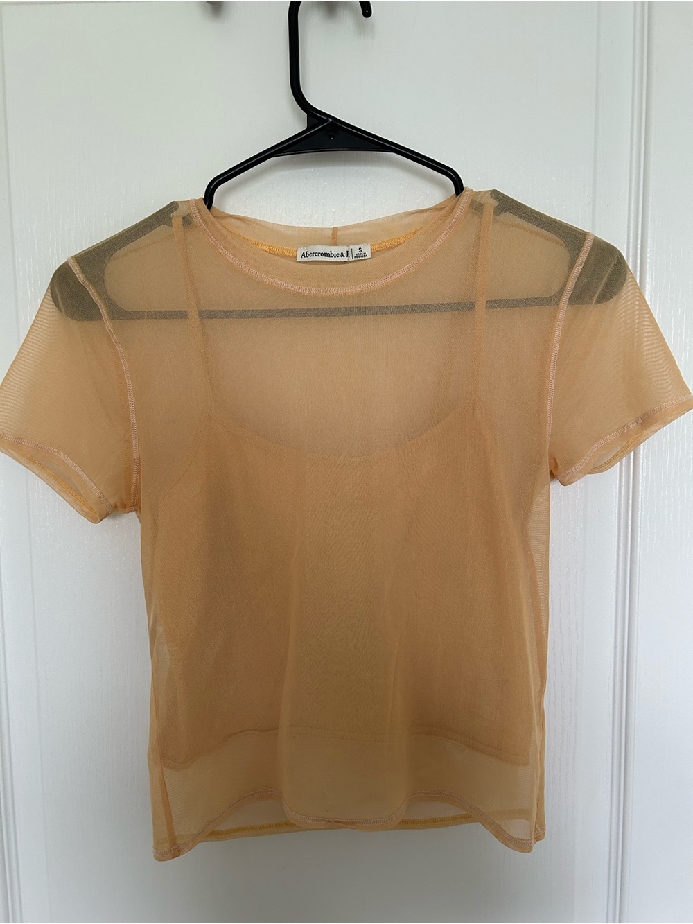 Abercrombie & Fitch Peach Sheer Short Sleeve Mesh Tee